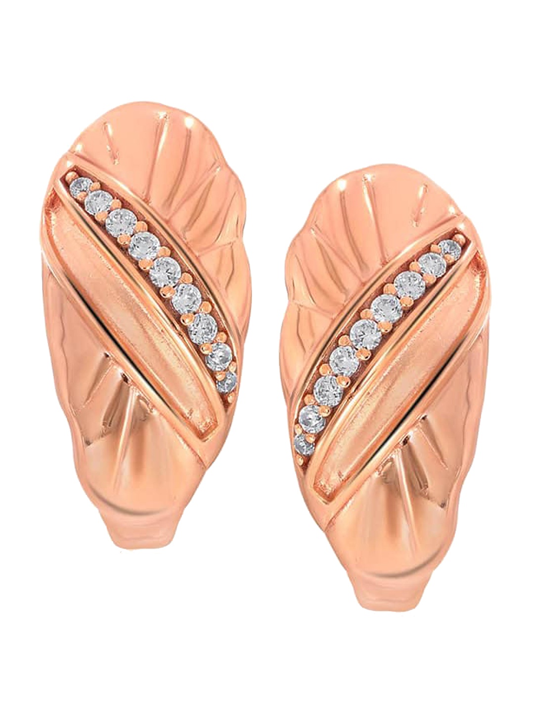 

SENCO 18KT Rose Gold Studded Hoop Earrings 7.5gm