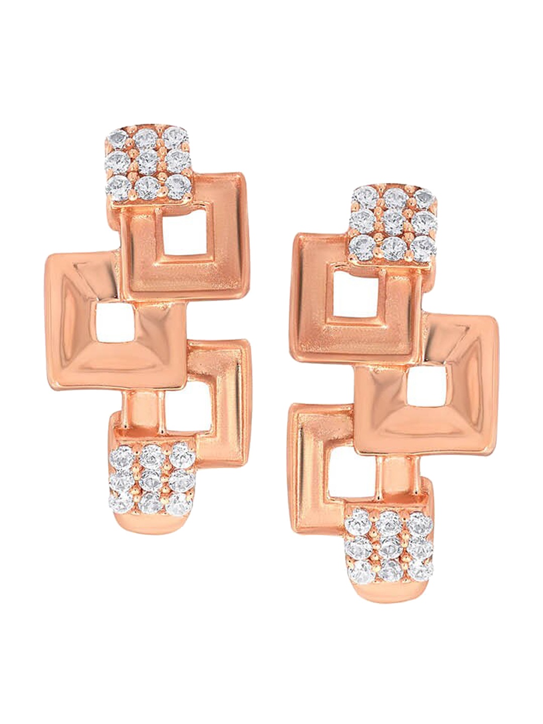 

SENCO Overlapping Cubes 18KT Rose-Gold Hoop Earrings-4.4gm
