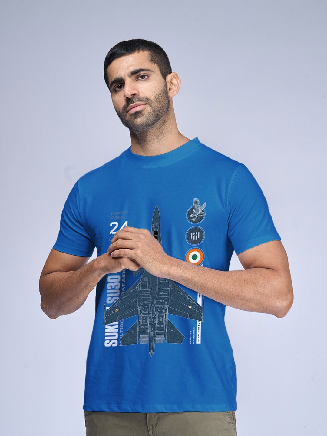 

Aero Armour Unisex Graphic Printed Pure Cotton T-shirt, Blue