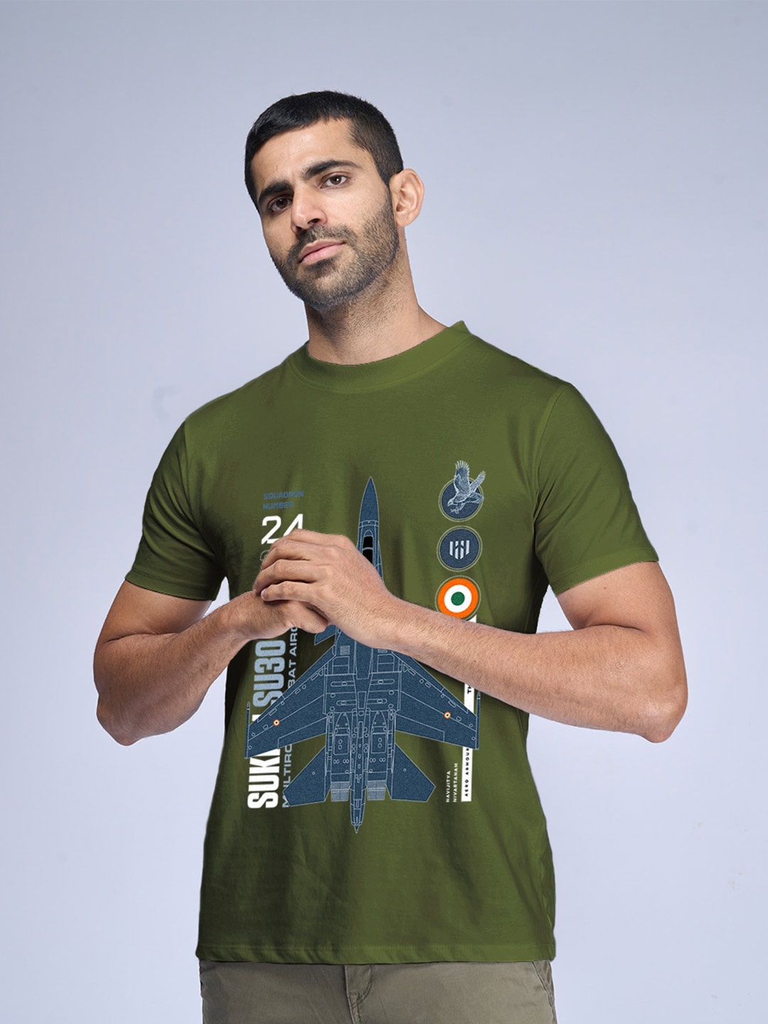 

Aero Armour Unisex Graphic Printed Pure Cotton T-shirt, Olive