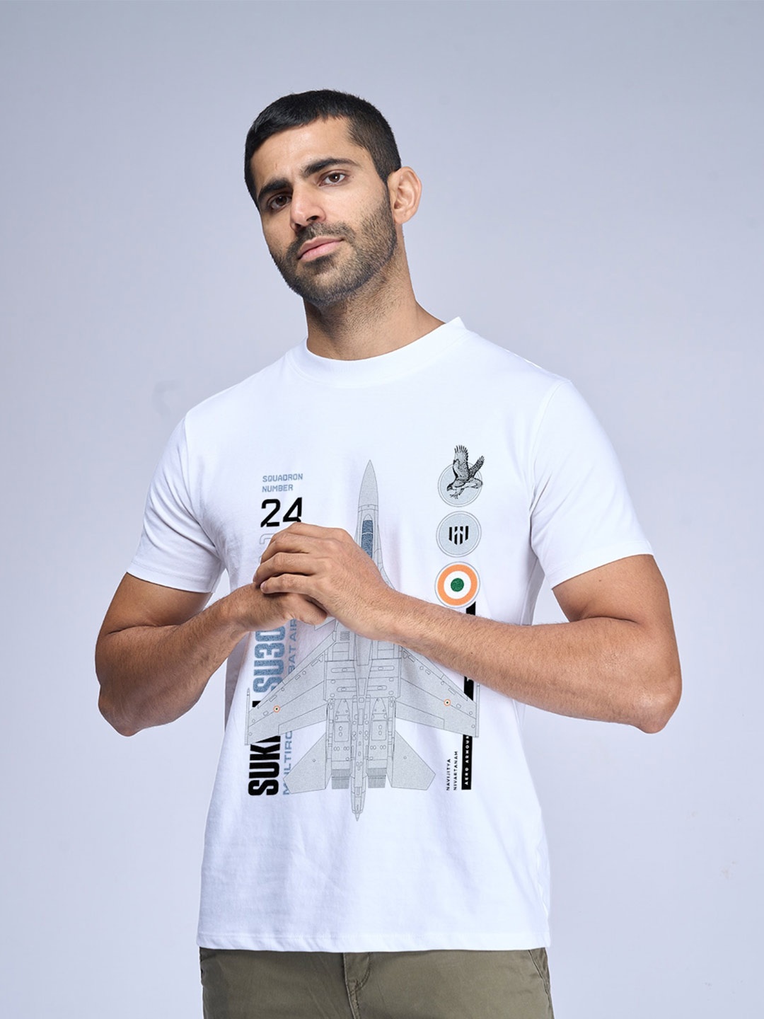 

Aero Armour Unisex Graphic Printed Pure Cotton T-shirt, White