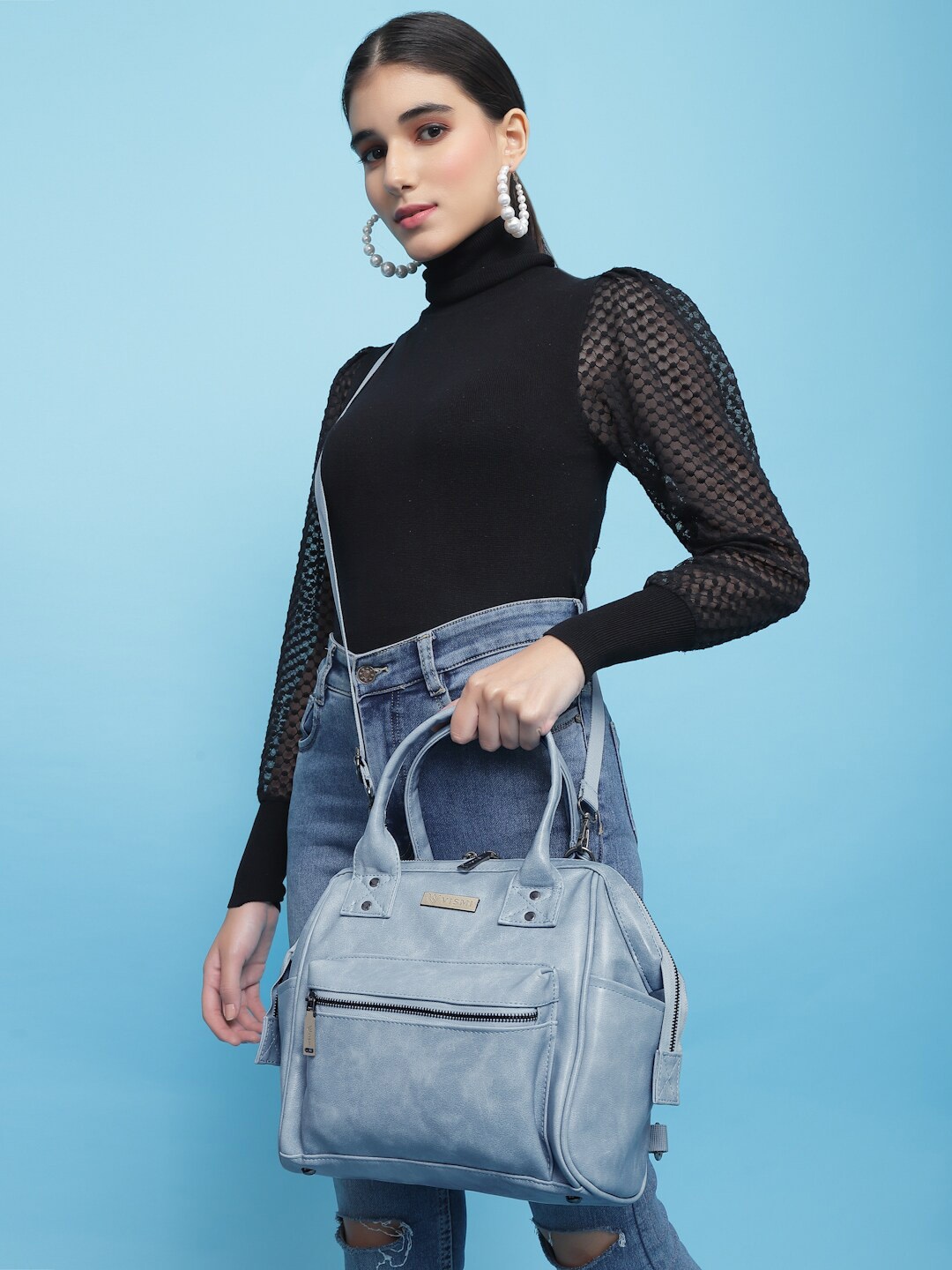 

VISMIINTREND Women Leather Handbag Convertible Backpack Shoulder Bag, Blue