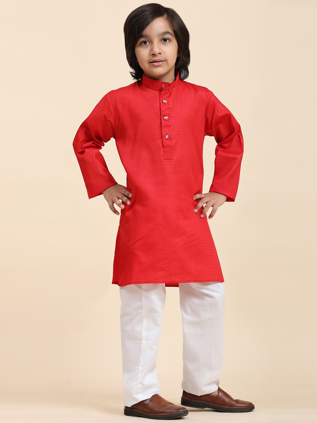 

Pro-Ethic STYLE DEVELOPER Boys Mandarin Collar Kurta with Pyjamas, Maroon
