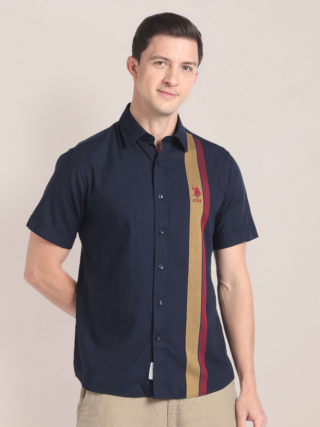 

U.S. Polo Assn. Vertical Striped Pure Cotton Casual Shirt, Blue