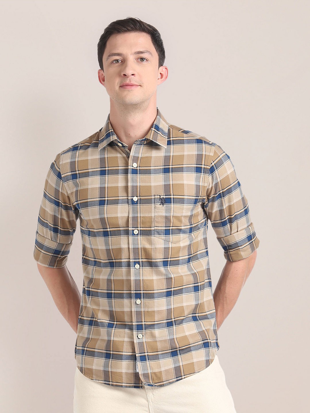 

U.S. Polo Assn. Checked Pure Cotton Casual Shirt, Brown