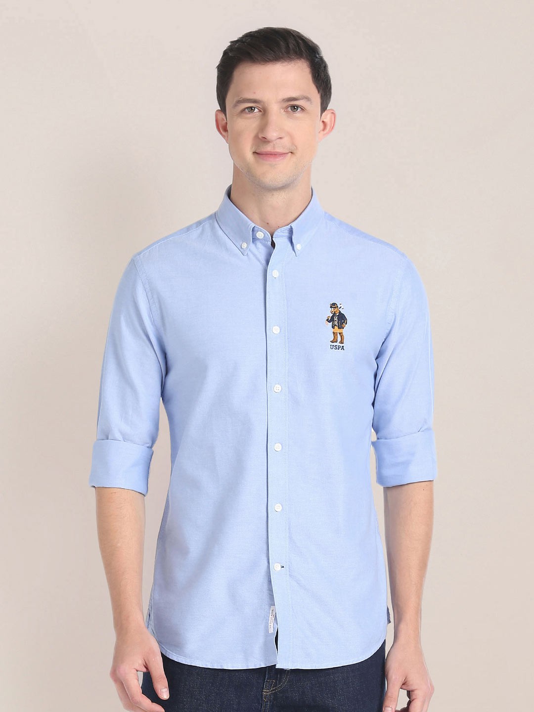 

U.S. Polo Assn. Button-Down Collar Pure Cotton Oxford Casual Shirt, Blue