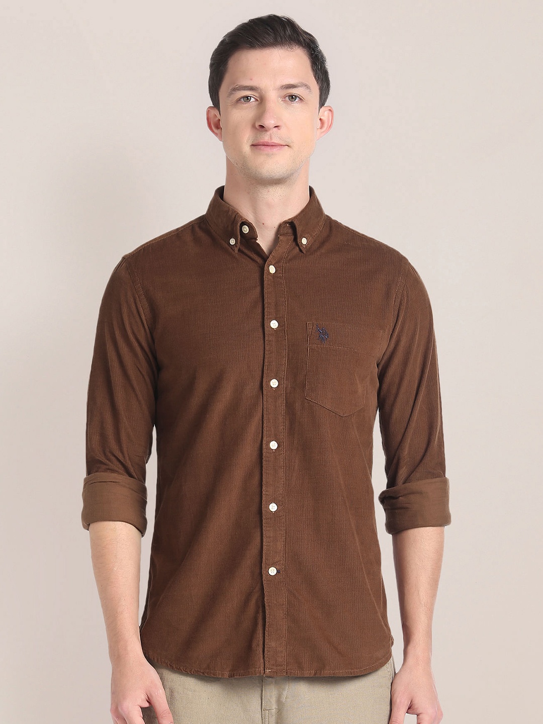 

U.S. Polo Assn. Button-Down Collar Pure Cotton Casual Shirt, Brown