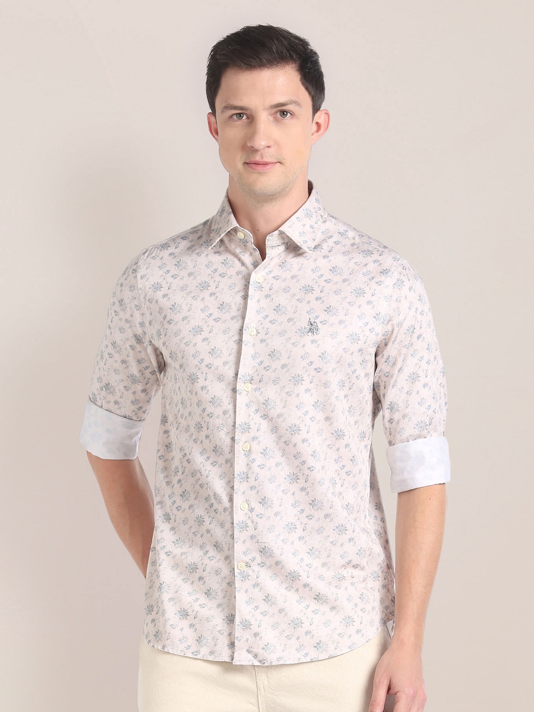 

U.S. Polo Assn. Floral Printed Pure Cotton Casual Shirt, Beige