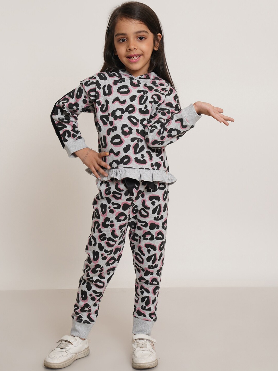 

Creative Kids Girls Printed Organic Cotton T-shirt with Trousers, Black