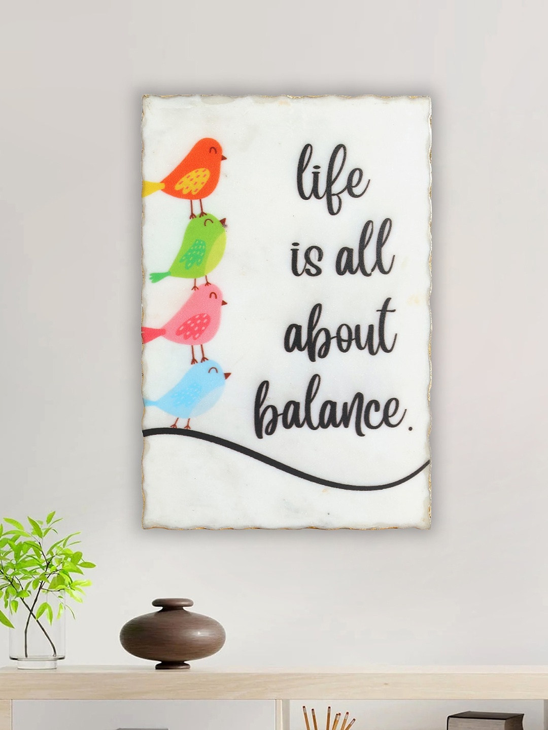 

POSH-N-PLUSH White & Blue Printed Wall Art