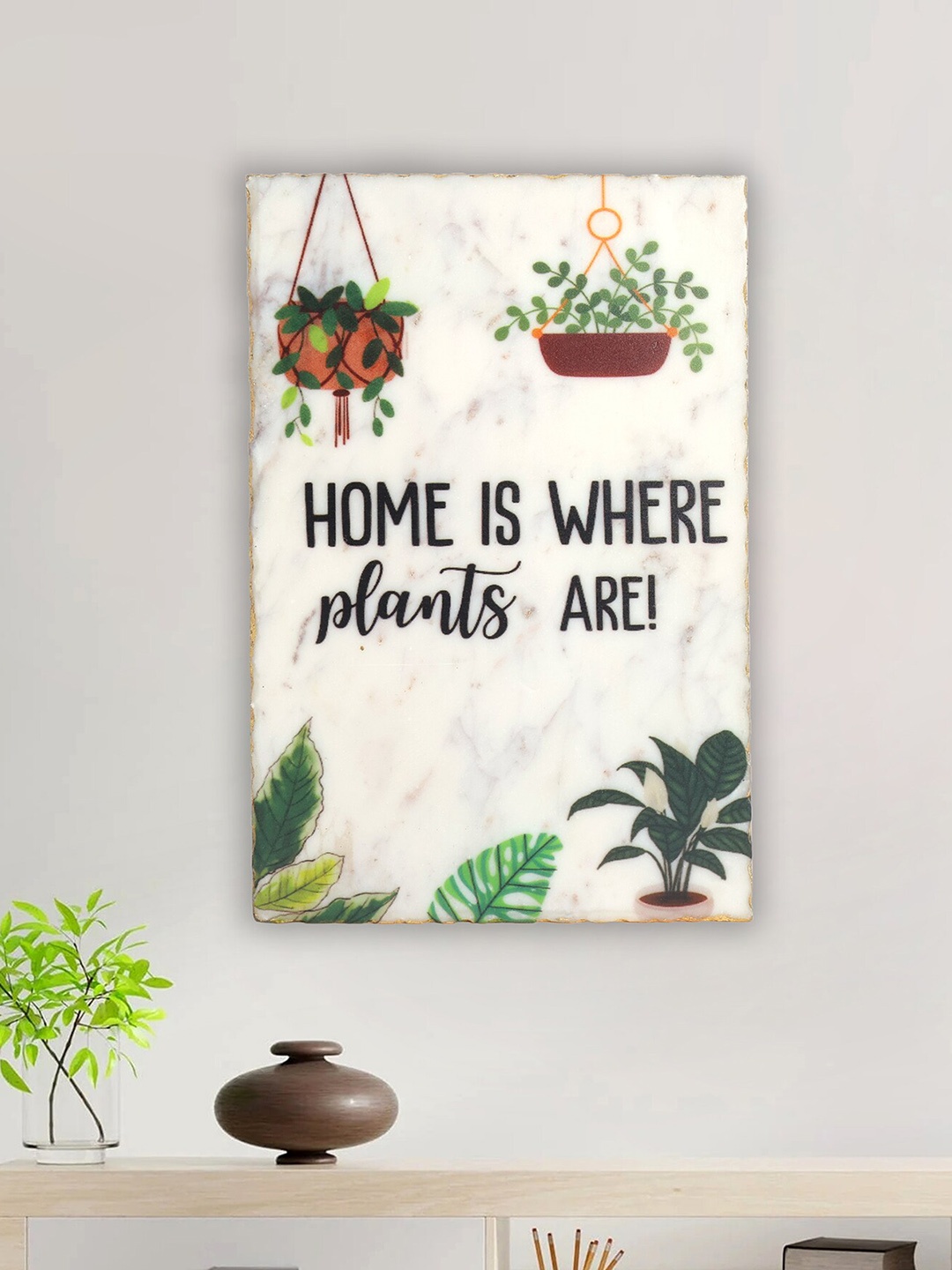 

POSH-N-PLUSH White Home Is Where Plants Are Paniting Wall Art