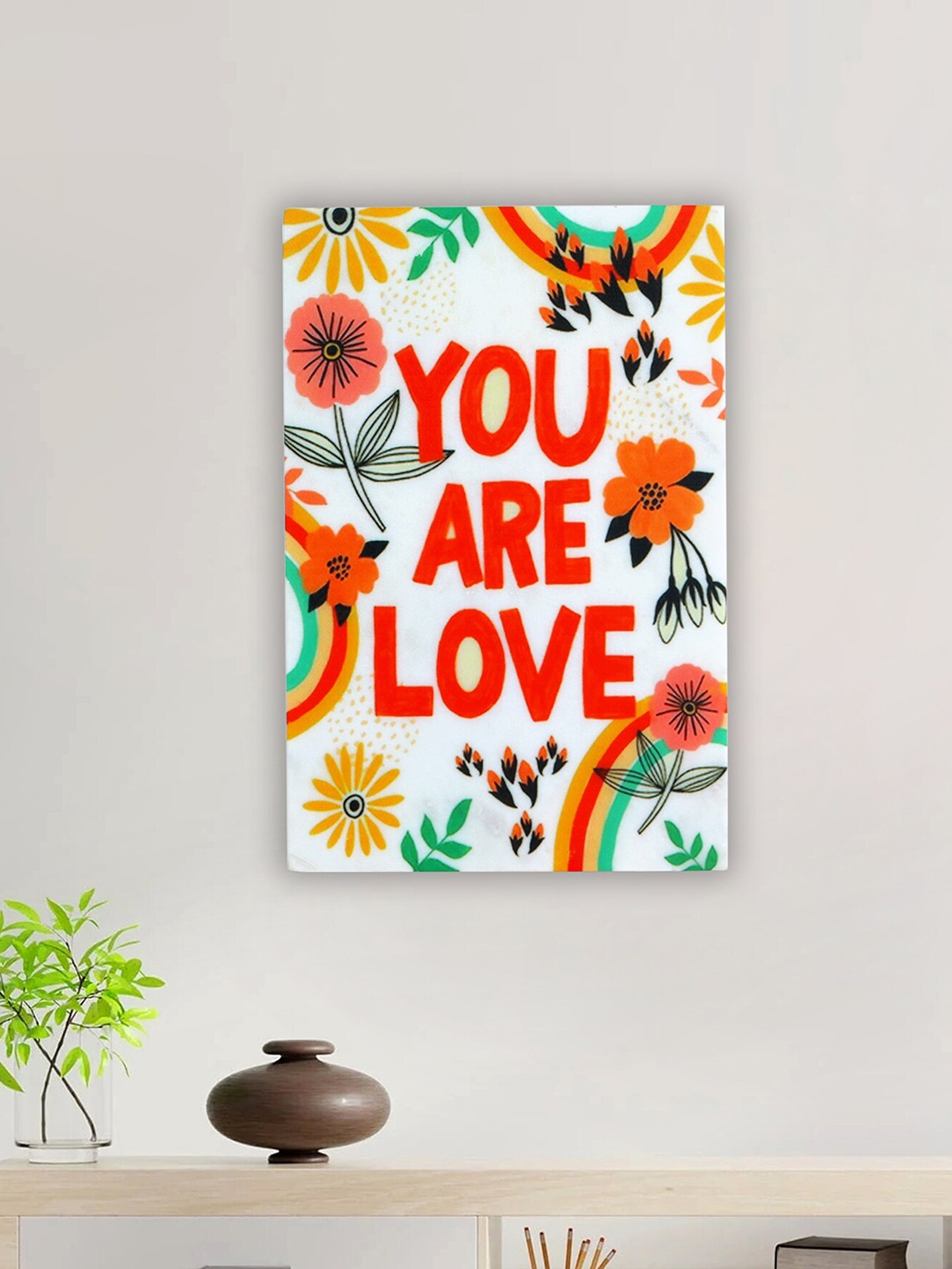 

POSH-N-PLUSH White You Are Love Marble Painting Wall Art