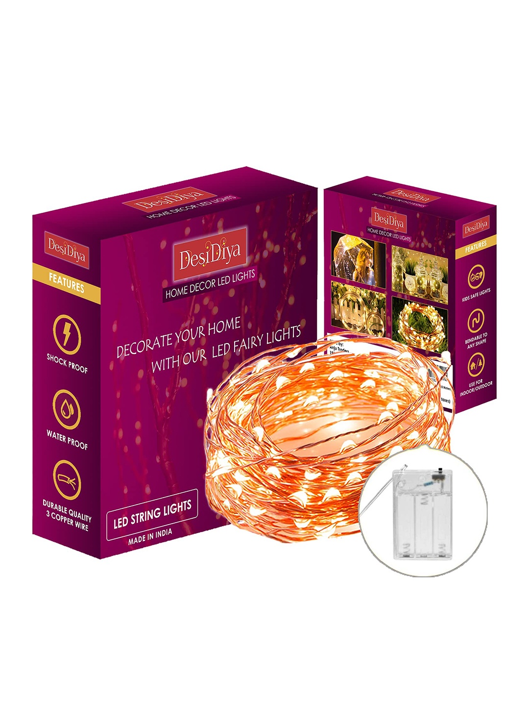 

Desidiya Gold Toned LED Shock Proof String Lights