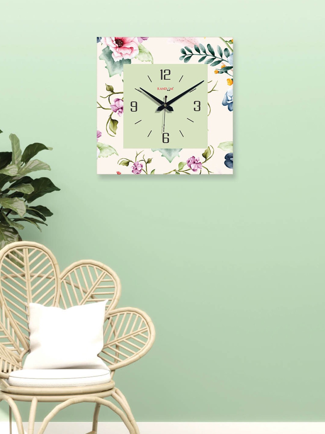 

RANDOM Green & White Printed Contemporary Wall Clock