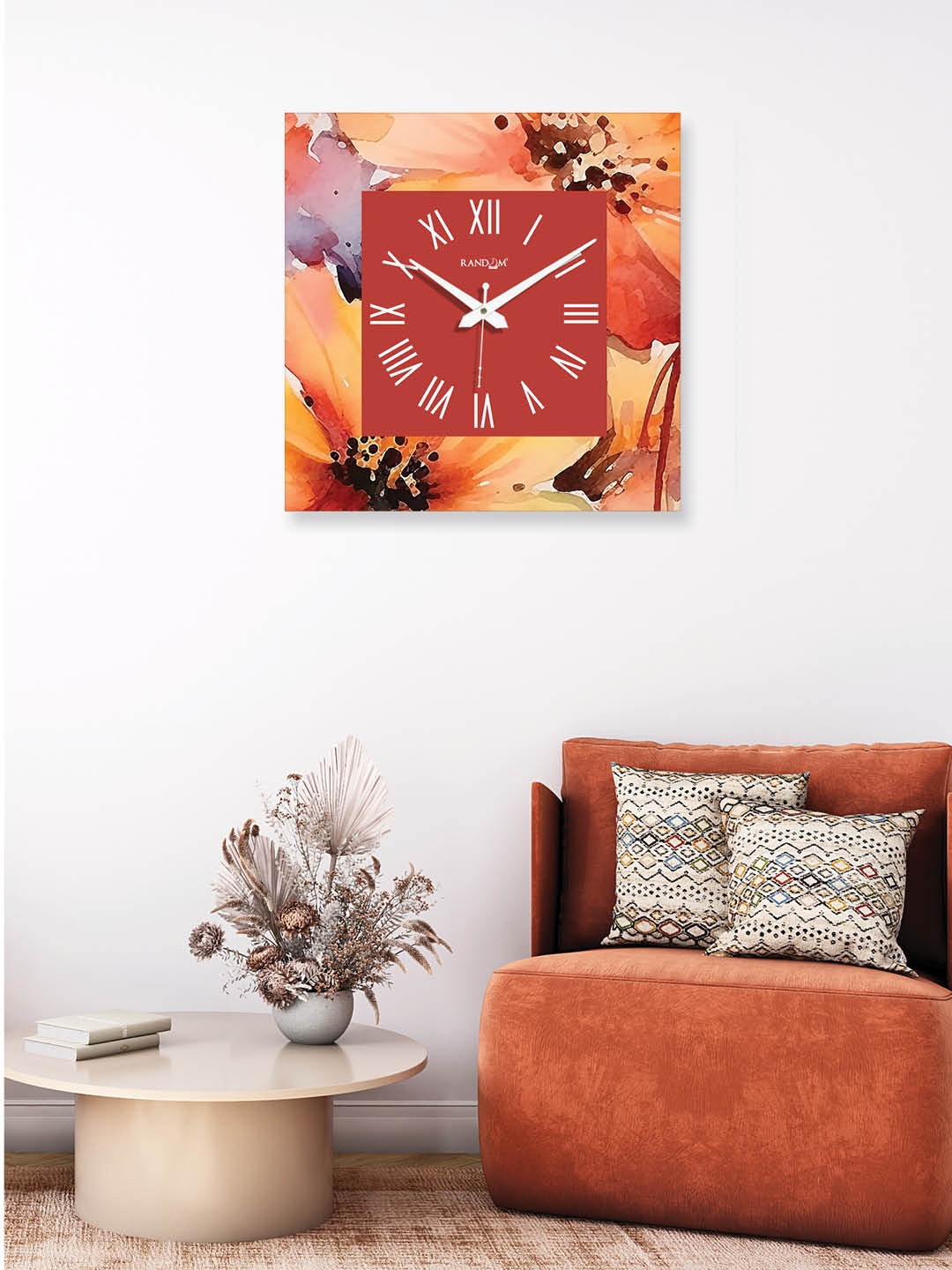 

RANDOM Red & Orange Printed Contemporary Analogue Wall Clock