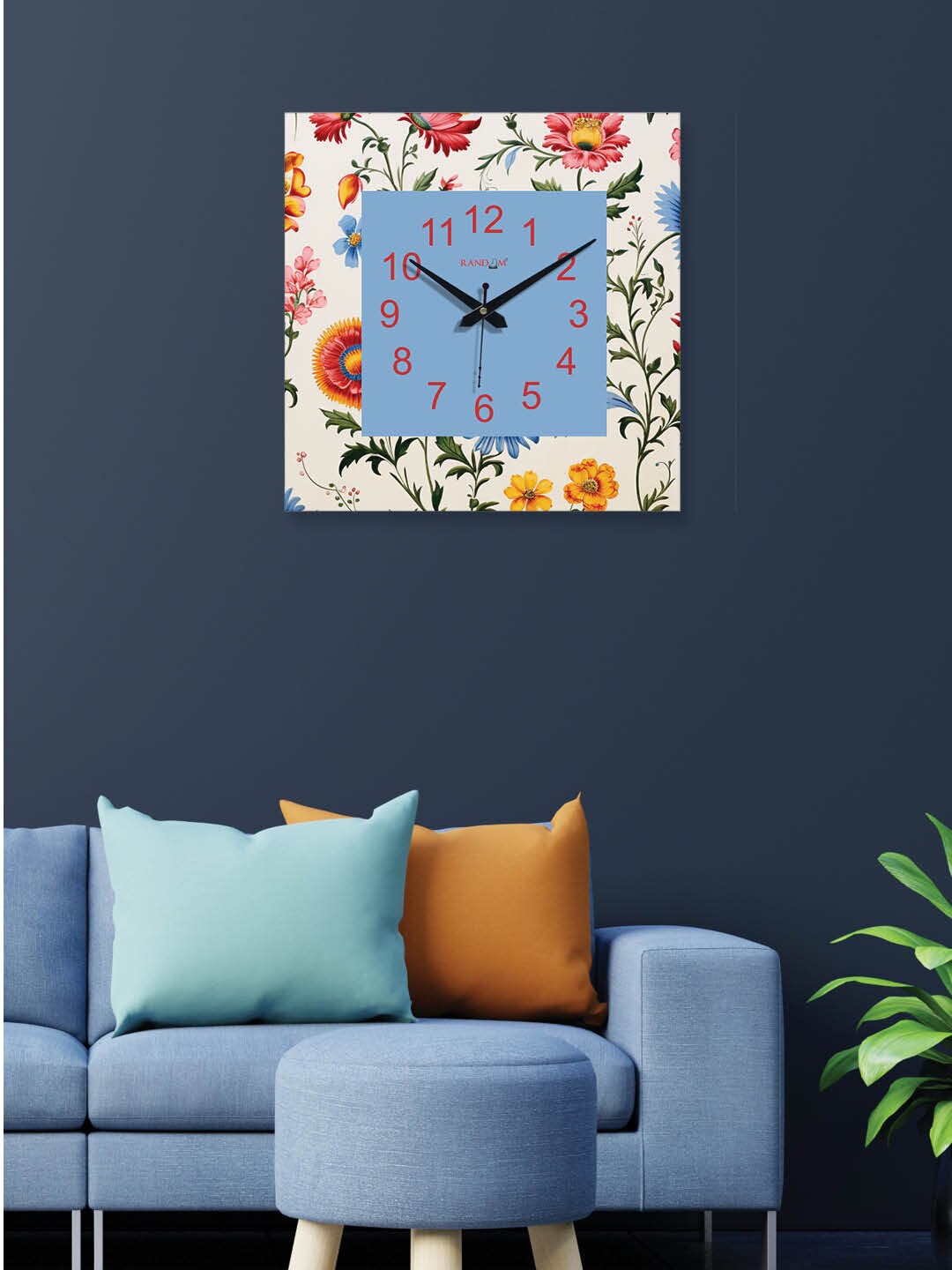 

RANDOM Blue & White Floral Printed Contemporary Analogue Wall Clock