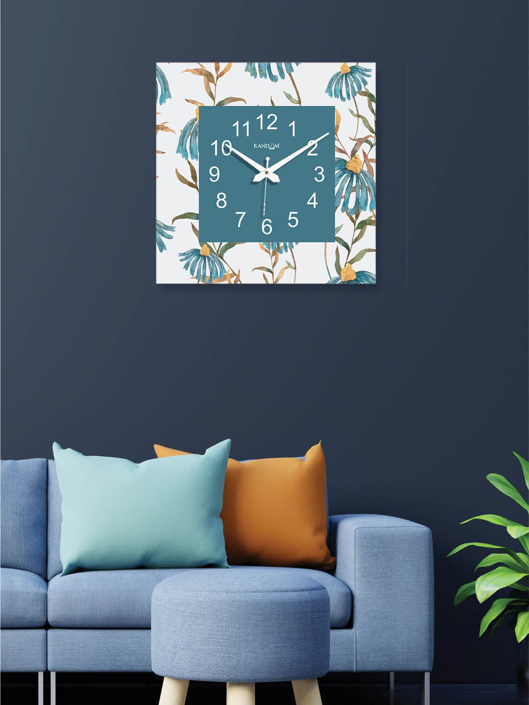 

RANDOM White & Green Floral Printed Contemporary Analogue Wall Clock