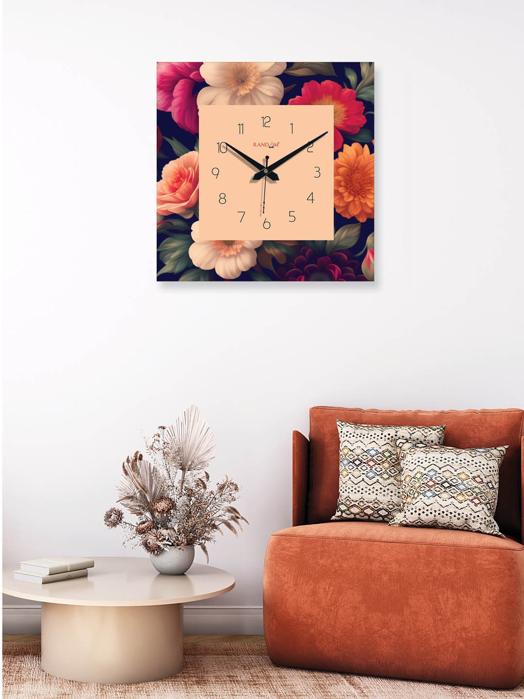 

RANDOM Nude-Coloured & Pink Printed Square Shaped Contemporary Wall Clock