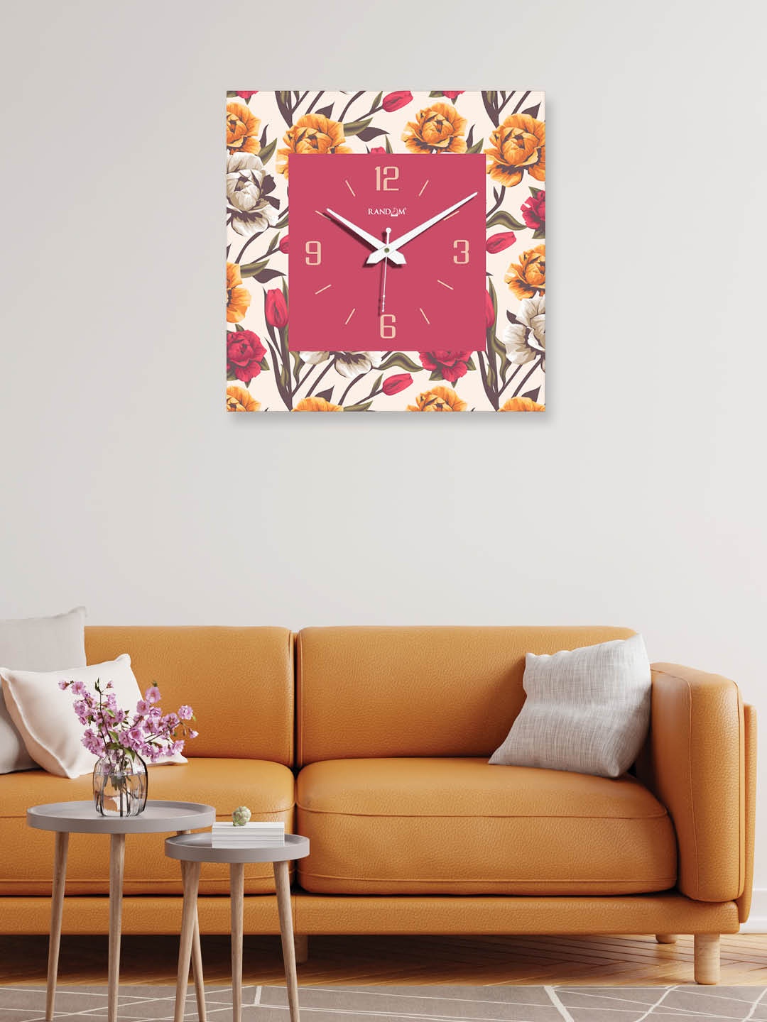 

RANDOM White & Pink Rose Printed Contemporary Analogue Wall Clock