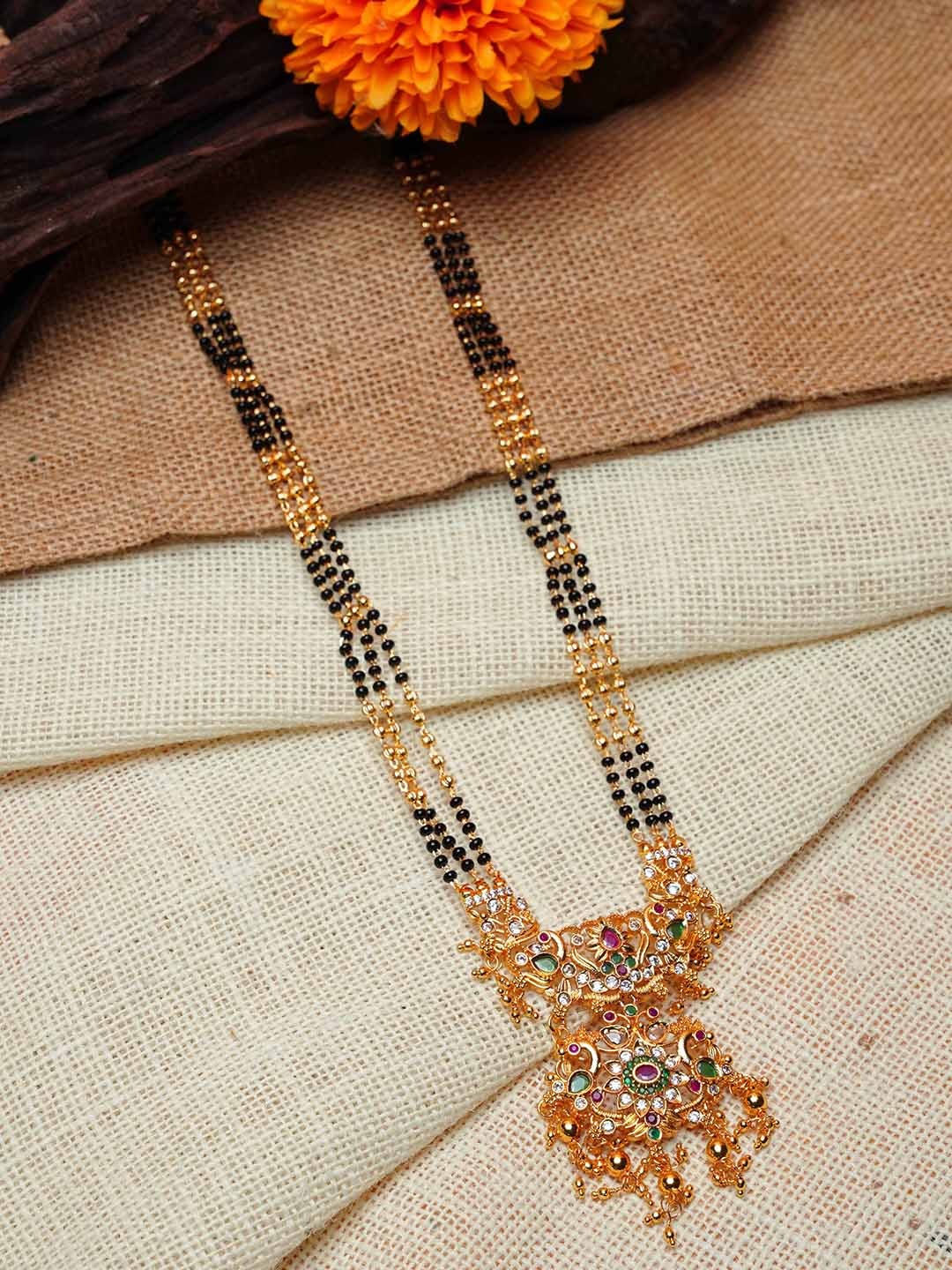 

GRIIHAM Gold-Plated & Beaded Mangalsutra