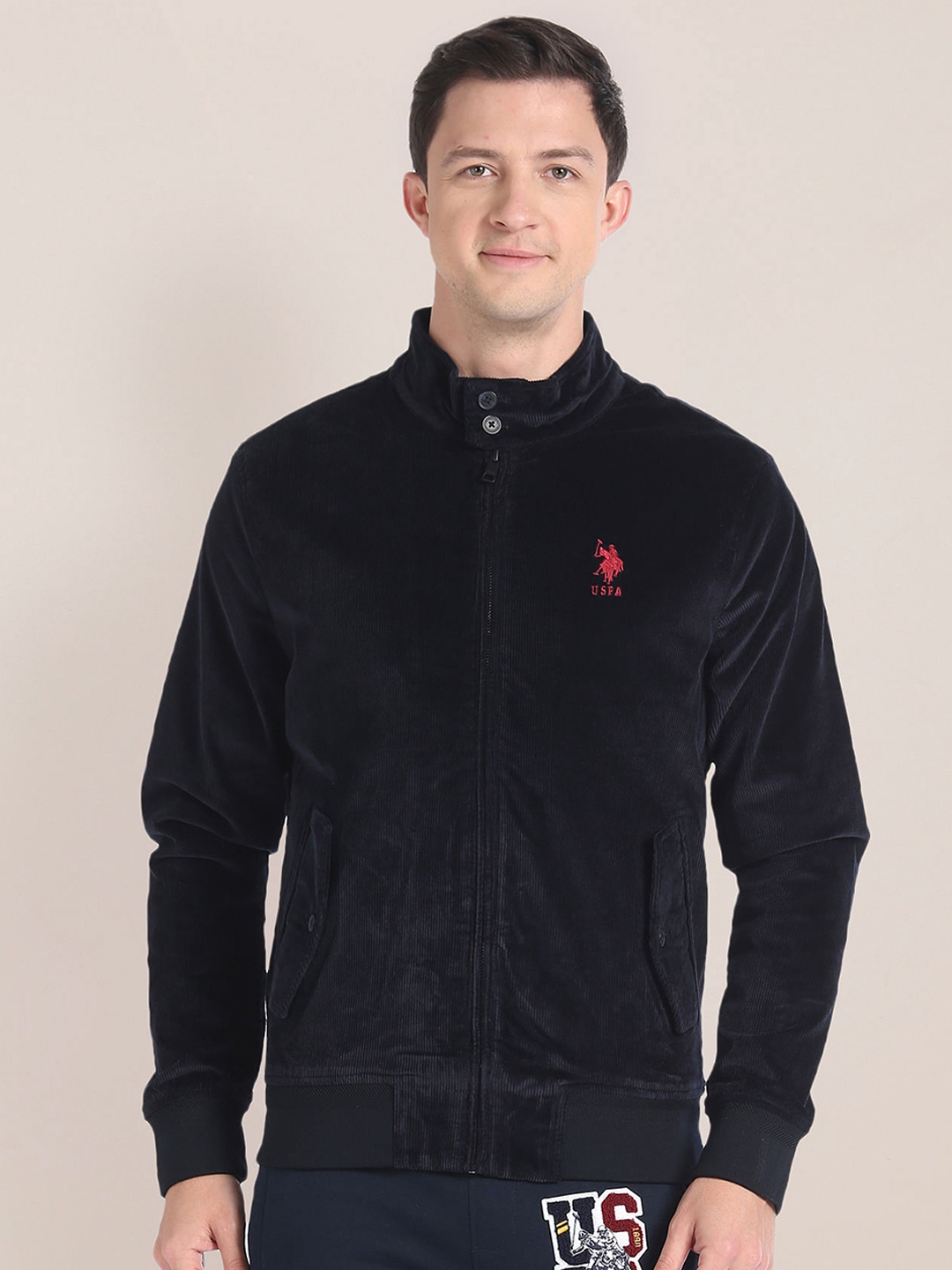 

U.S. Polo Assn. Mock Collar Bomber Jacket, Blue