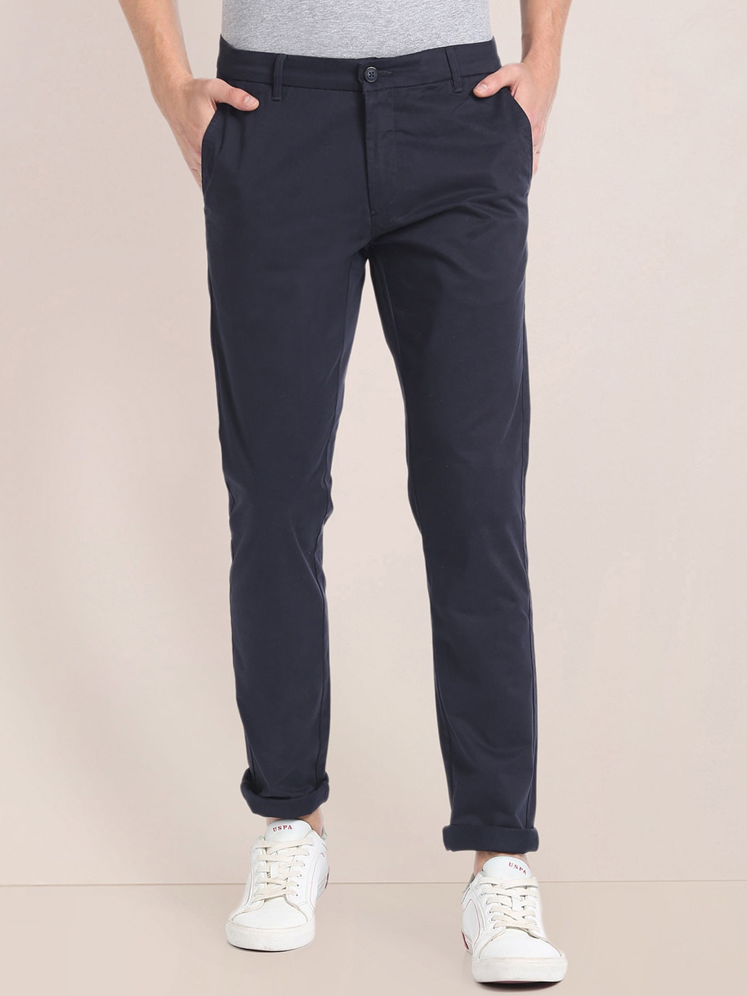 

U.S. Polo Assn. Men Mid-Rise Chinos Trousers, Blue