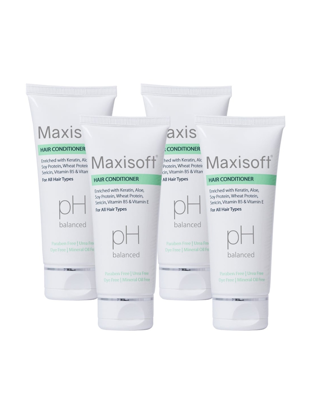 

Maxisoft Set of 4 pH Balanced Hair Conditioner with Keratin & Aloe - 100 ml each, White