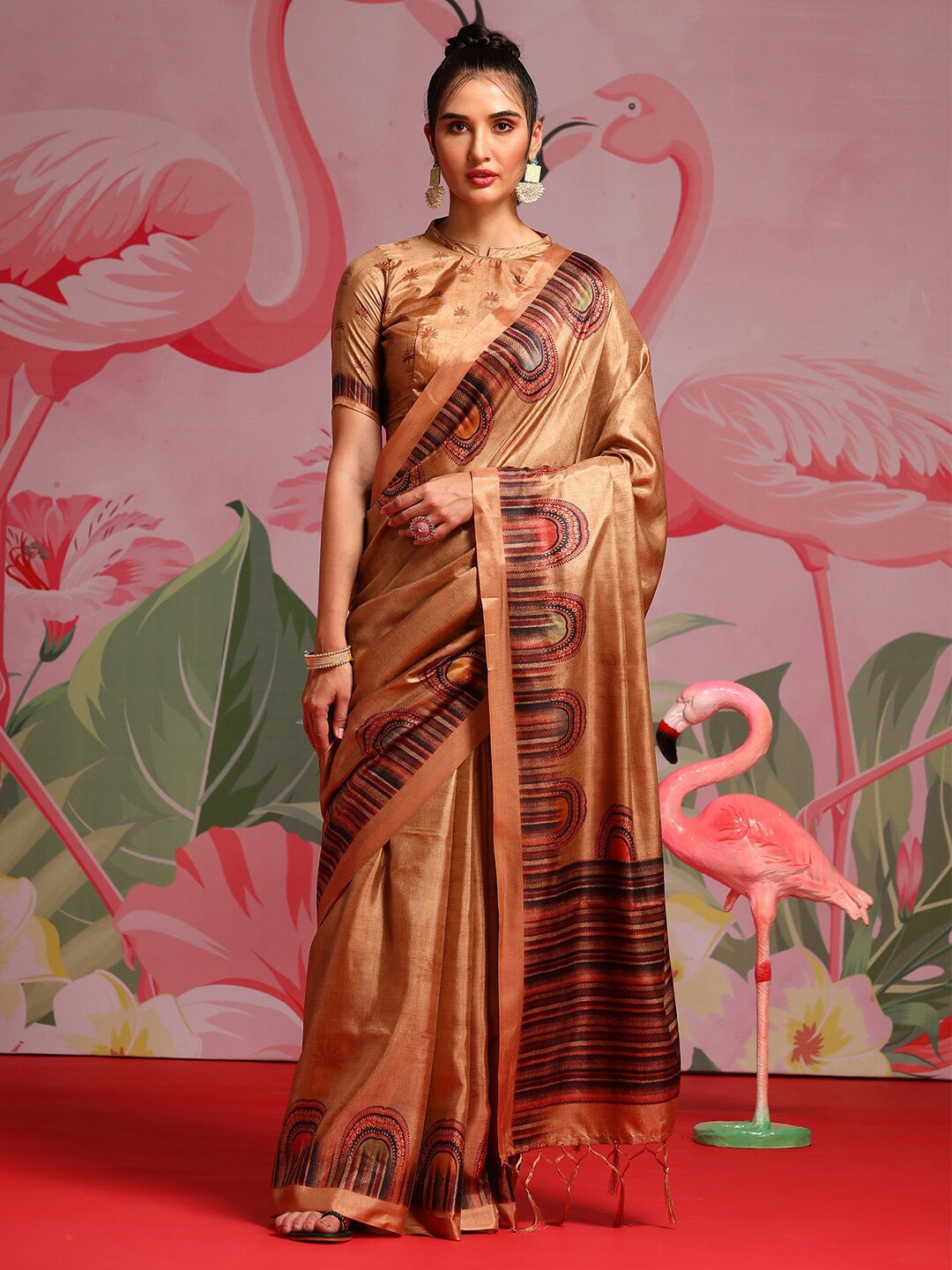 

Saree mall Beige & Black Ethnic Motifs Printed Sarees