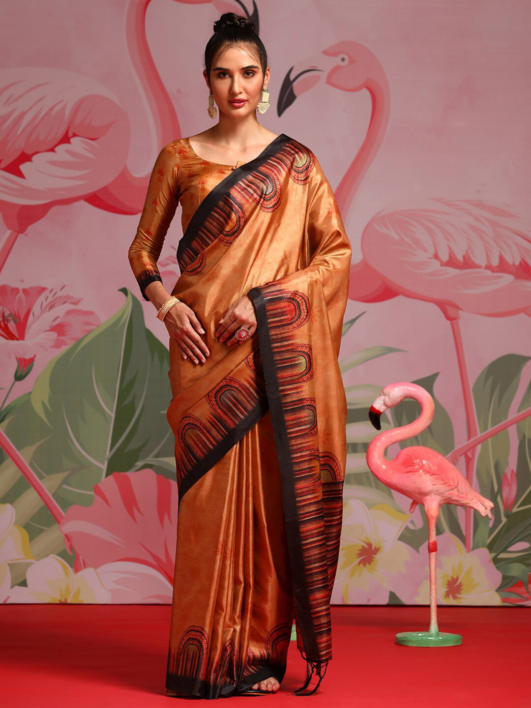 

Saree mall Beige & Black Ethnic Motifs Printed Sarees