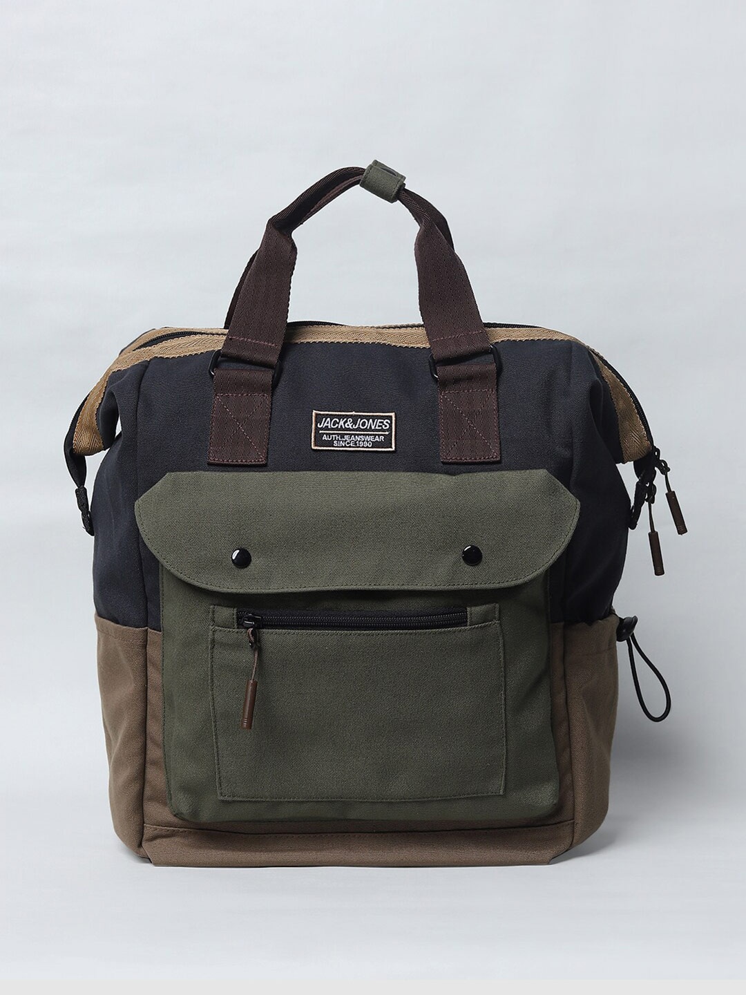 

Jack & Jones Men Colourblocked Backpack, Brown