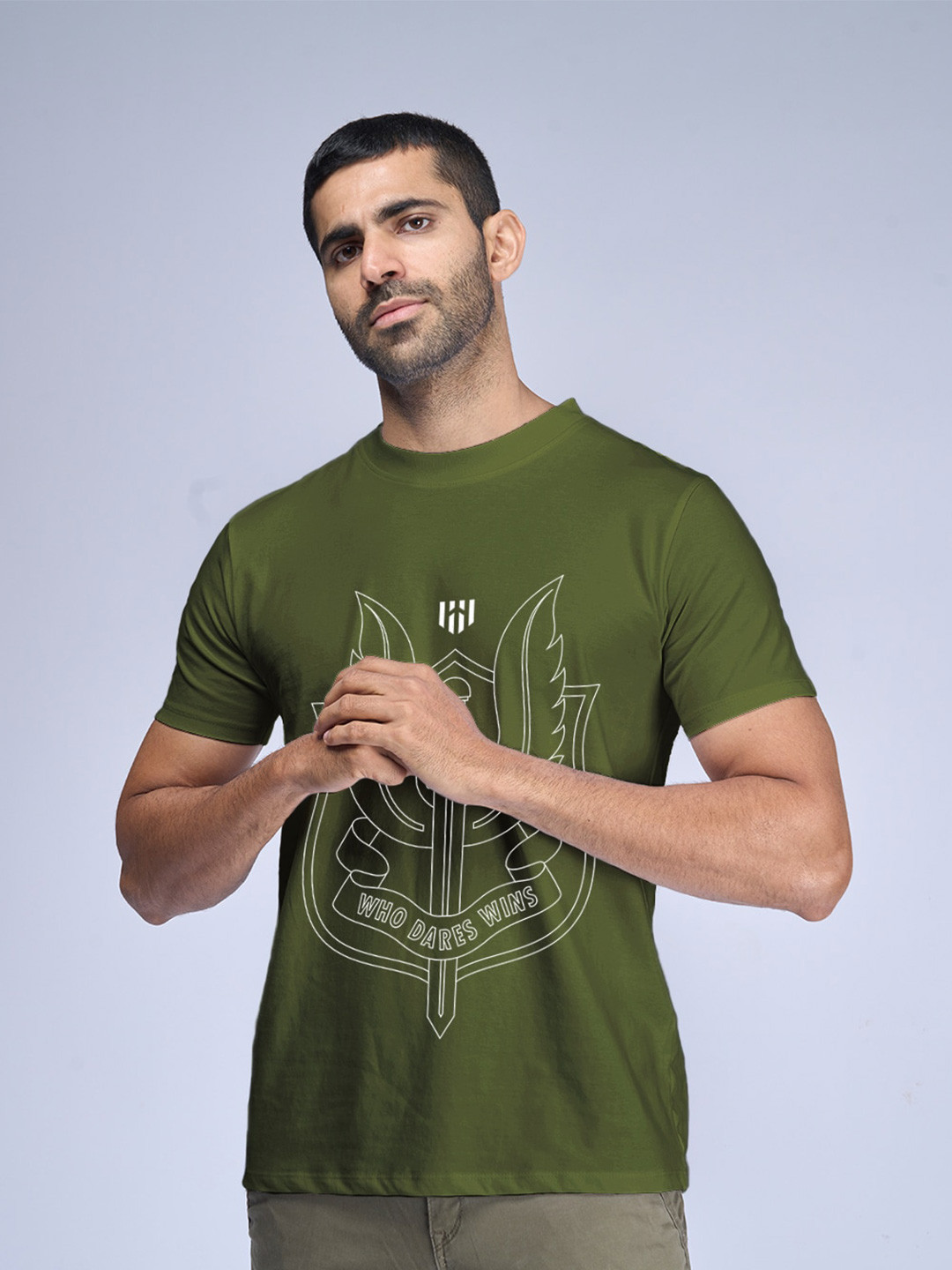 

Aero Armour Unisex Graphic Printed Pure Cotton T-shirt, Olive