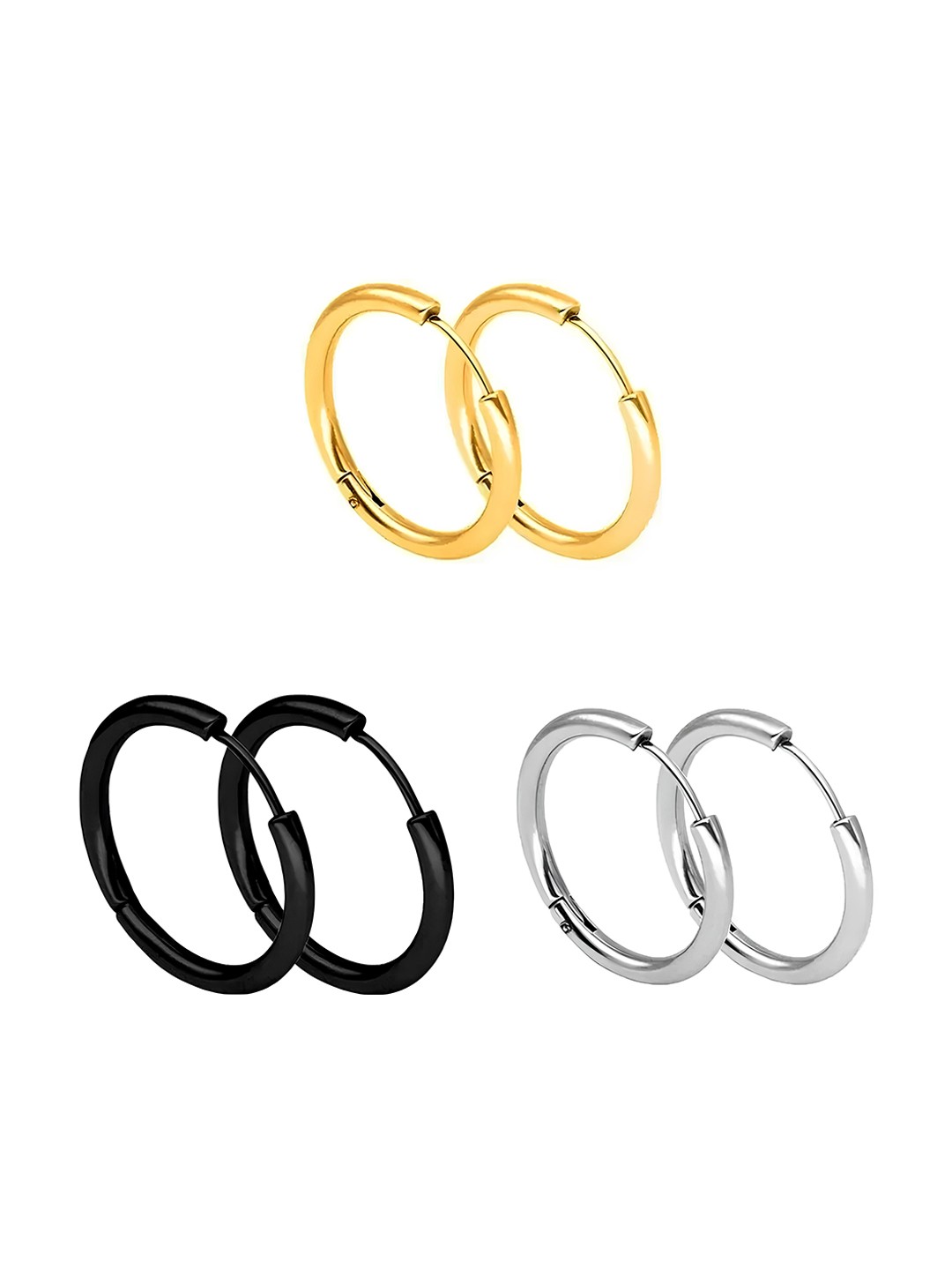 

KARISHMA KREATIONS Set Of 3 Gold-Plated Contemporary Hoop Earrings