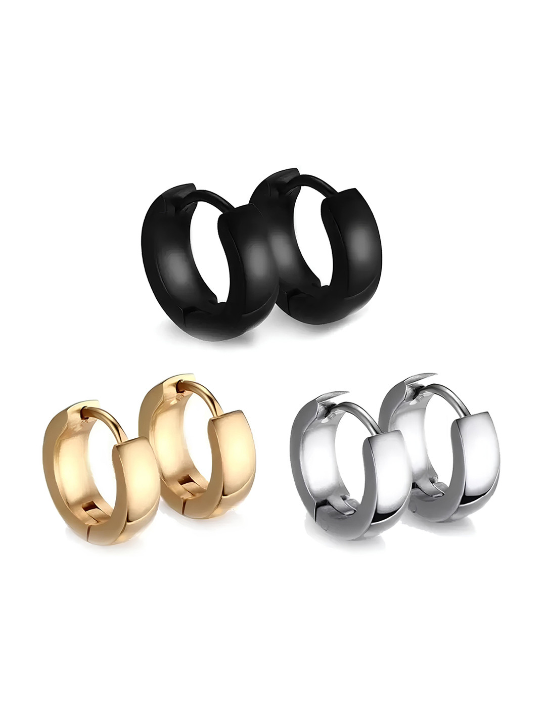 

KARISHMA KREATIONS Set Of 3 Gold-Plated Contemporary Hoop Earrings