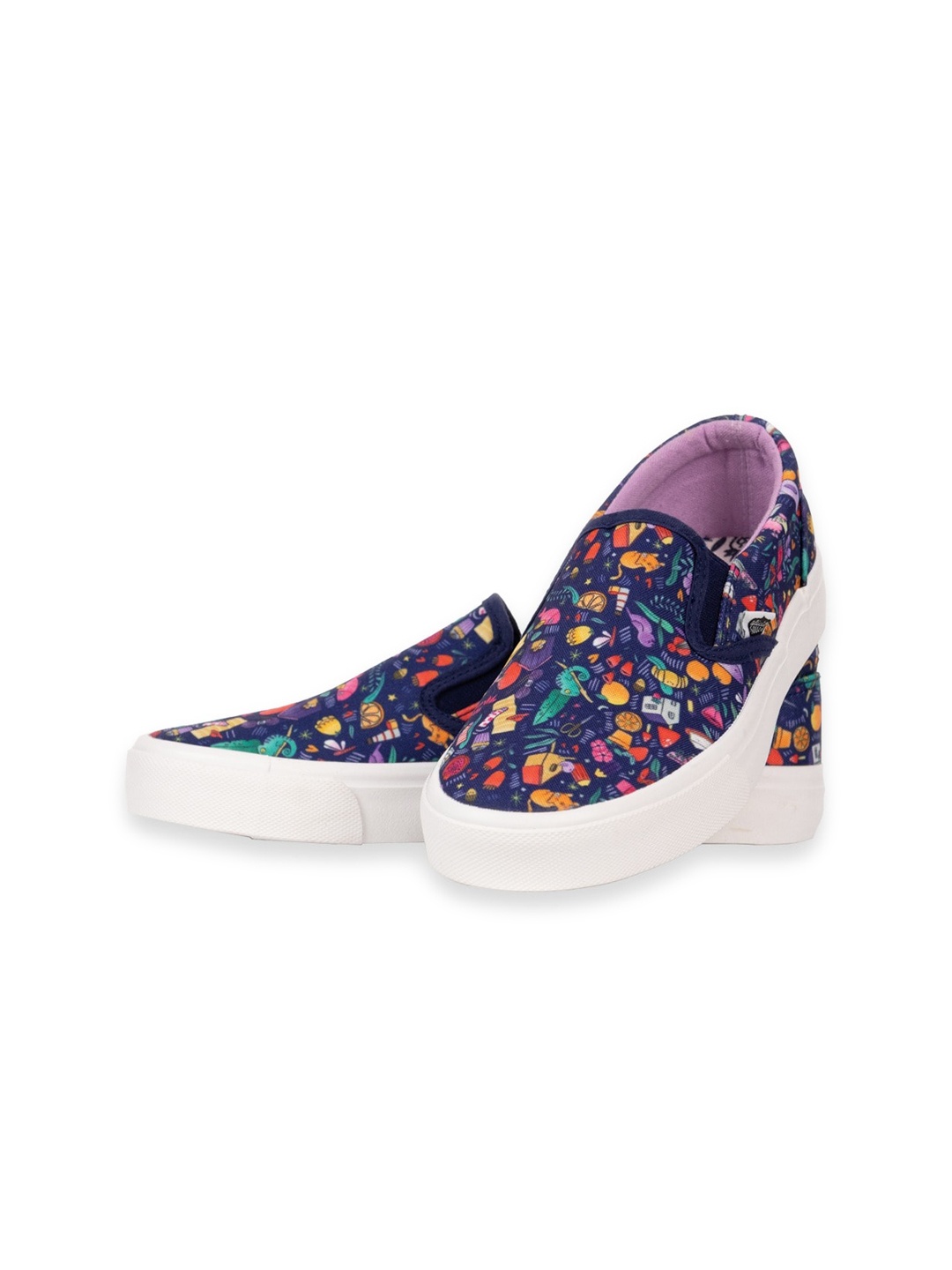 

Alicia Souza Women Printed Canvas Lightweight Slip-On Sneakers, Navy blue