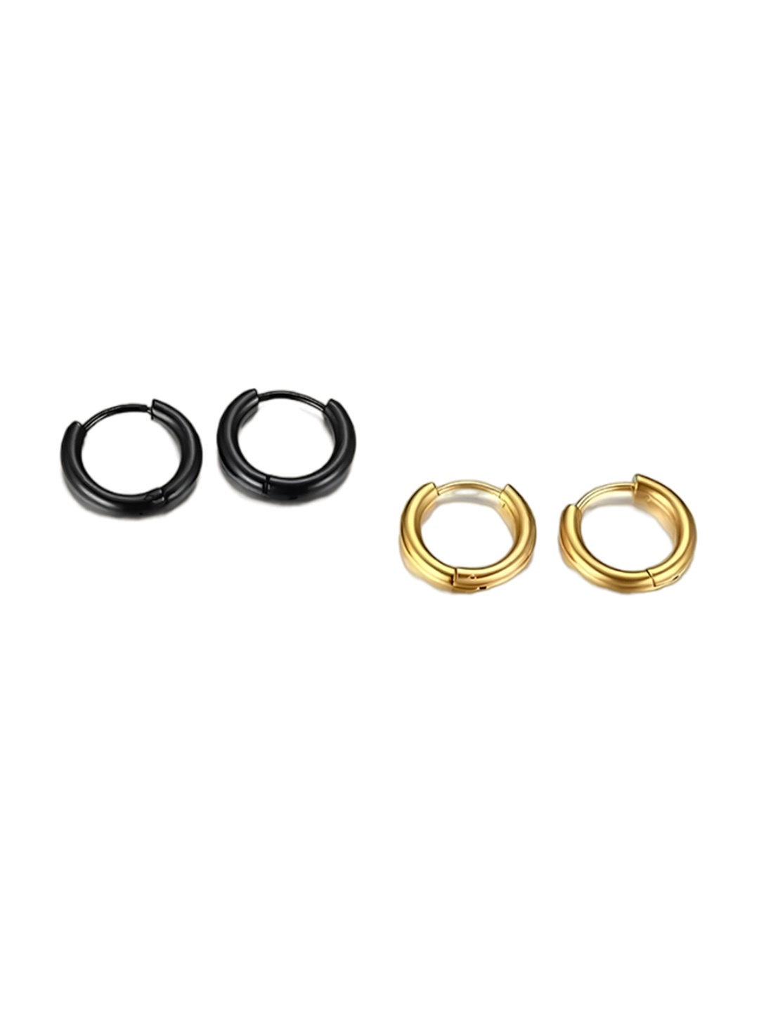 

KARISHMA KREATIONS Men Set Of 2 Stainless Steel Circular Hoop Earrings, Gold