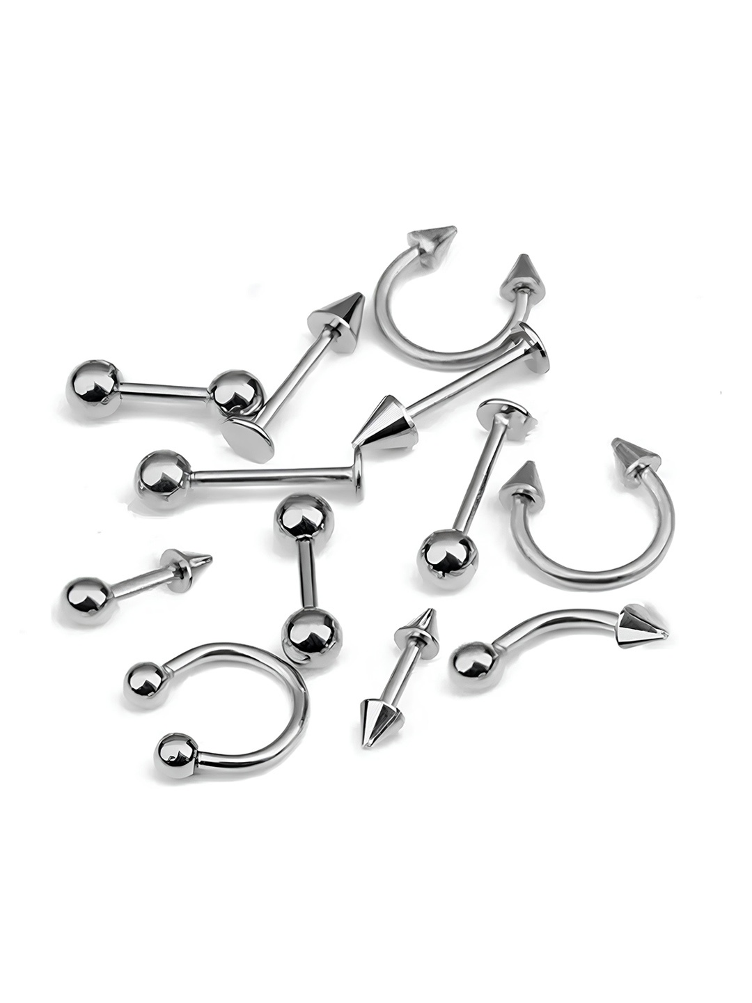 

KARISHMA KREATIONS 12 Pieces Silver-Plated Contemporary Studs Earrings