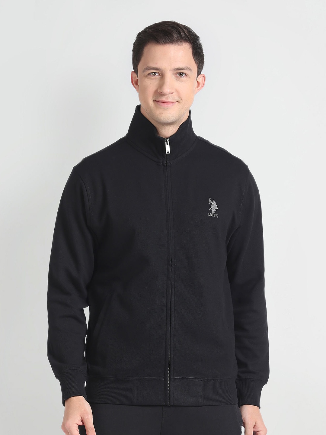 

U.S. Polo Assn. Denim Co. Mock Collar Cotton Sweatshirt, Black