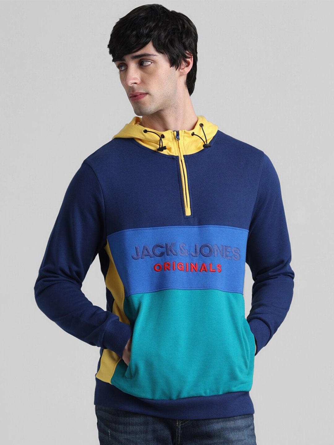 

Jack & Jones Printed Hooded Pullover Sweatshirt, Blue