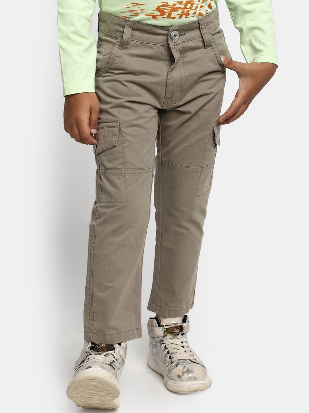 

V-Mart Boys Mid Rise Cargos Trousers, Grey
