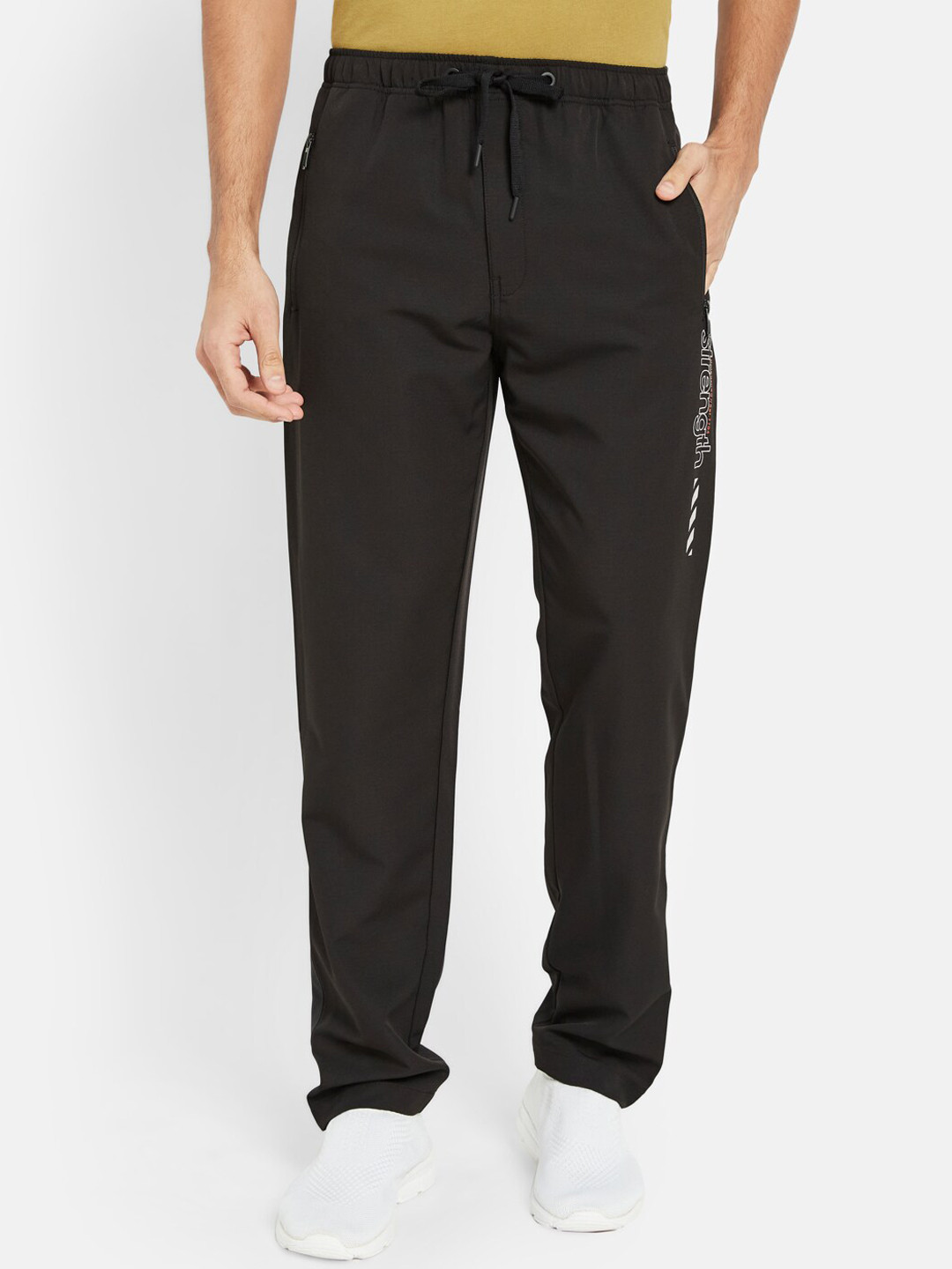 

Octave Typography Printed Cotton Mid-Rise Track Pants, Black