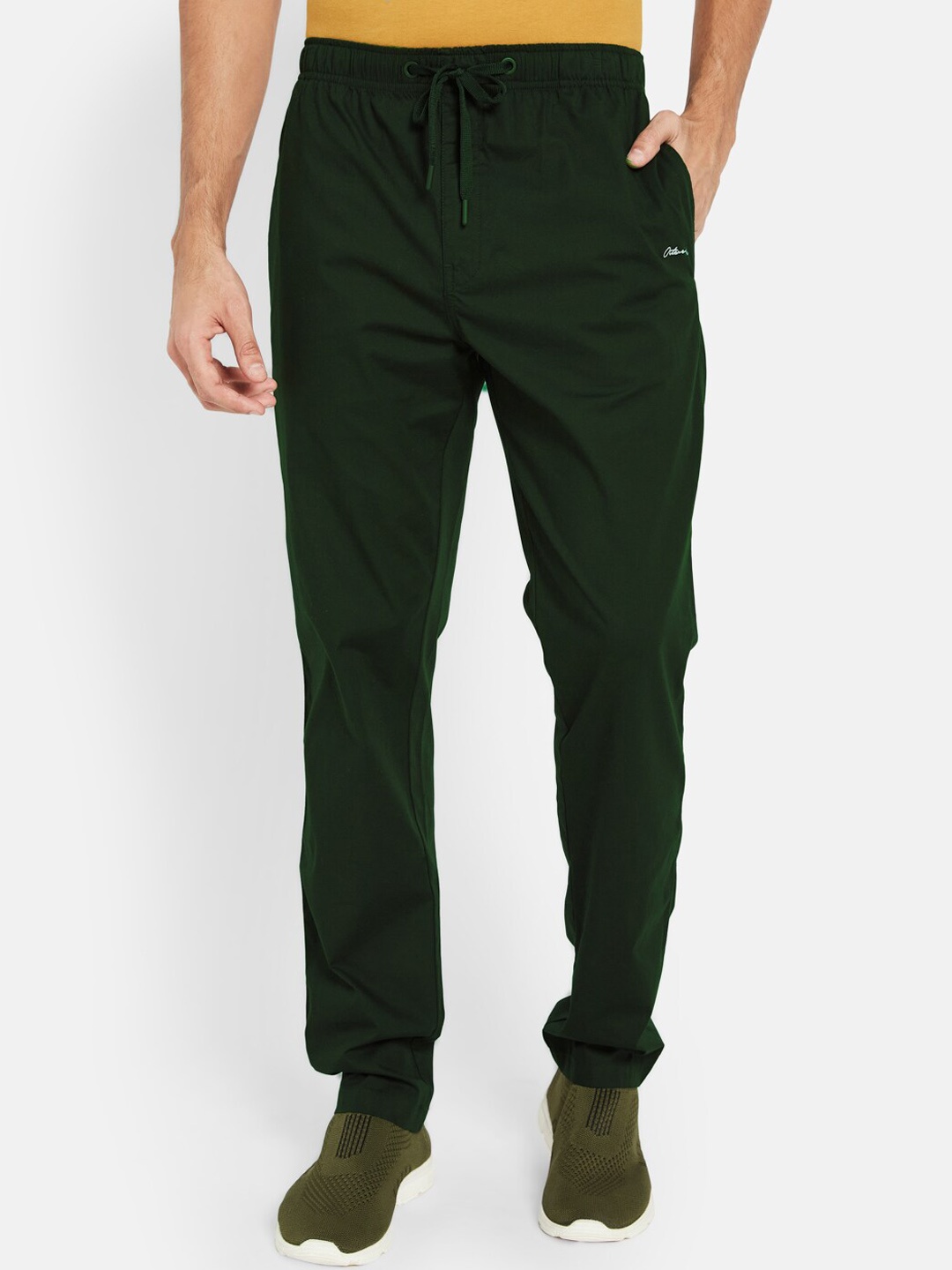 

Octave Men Mid-Rise Training or Gym Cotton Track Pant, Green