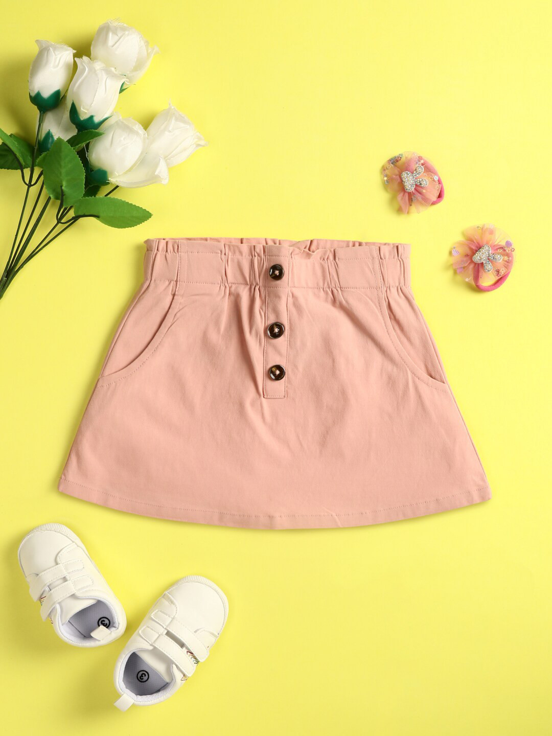 

V-Mart Girls Straight Twill Skirt, Peach