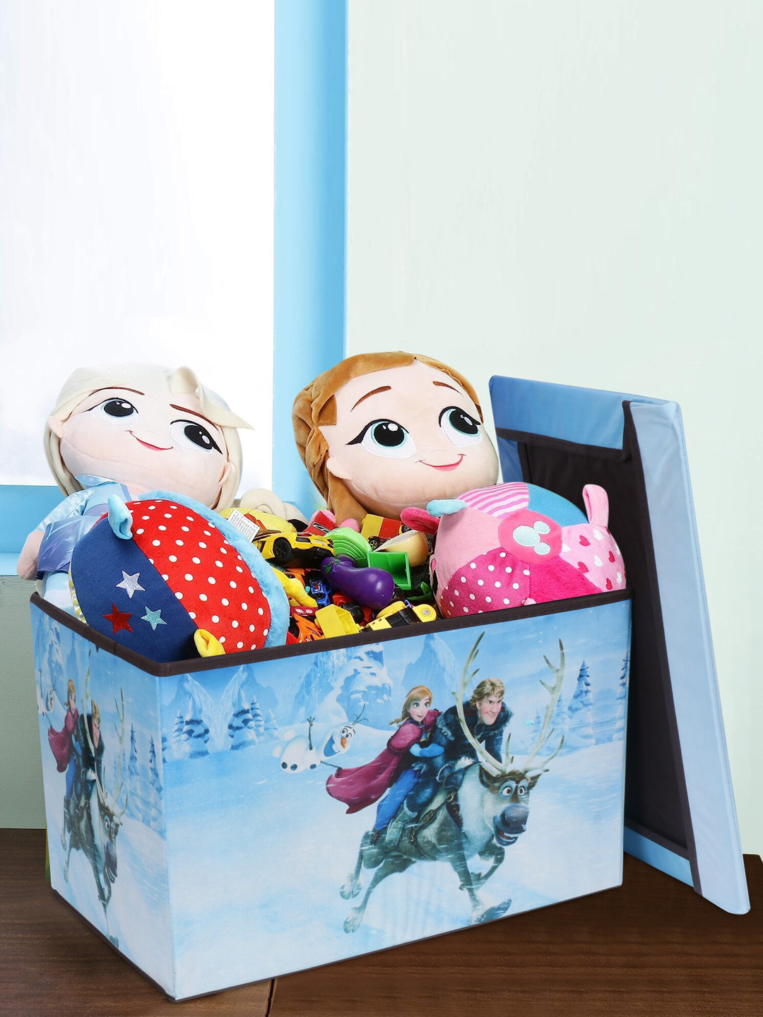 

POKORY The Frozen Printed Foldable Toy Storage Box with Lid, Blue