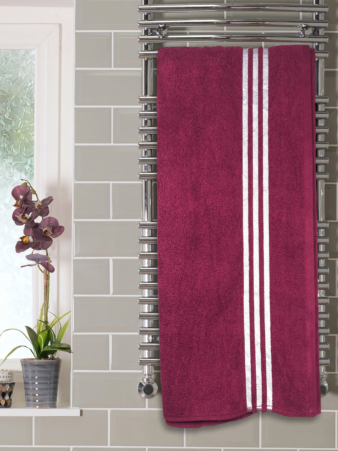 

NICKSUN Maroon Pure Cotton Anti-Bacterial 400 GSM Reversible Bath Towel