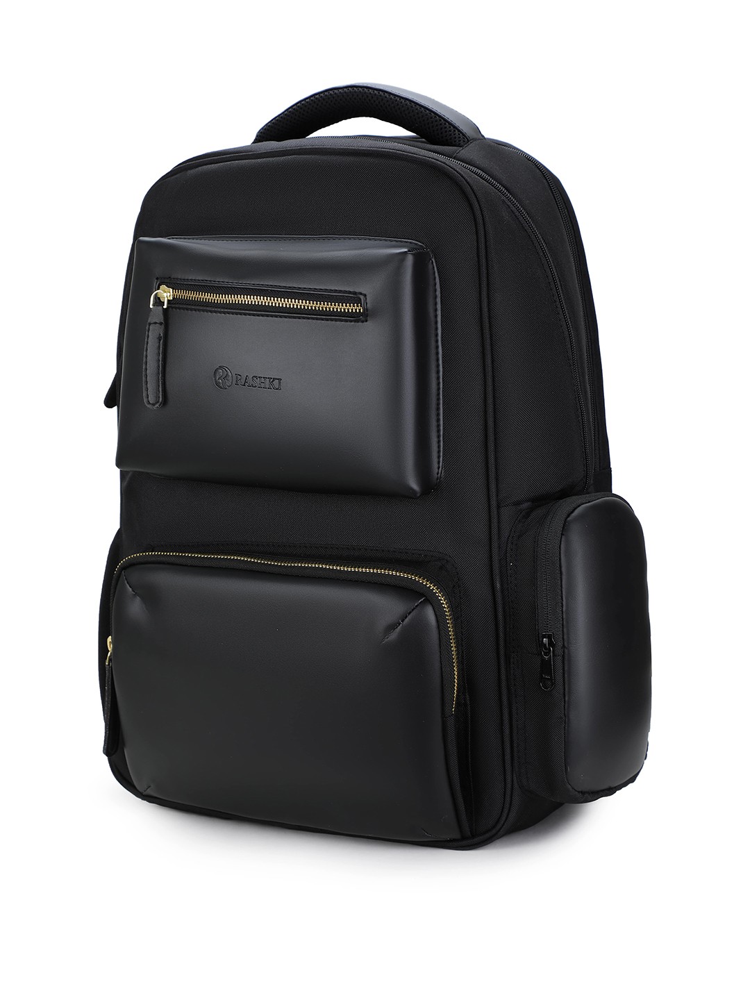 

RASHKI Unisex Brand Logo Backpack with USB Charging Port, Black