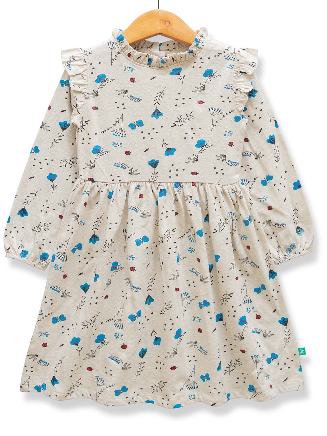 

JusCubs Girls Floral Printed Fit & Flare Dress, Grey