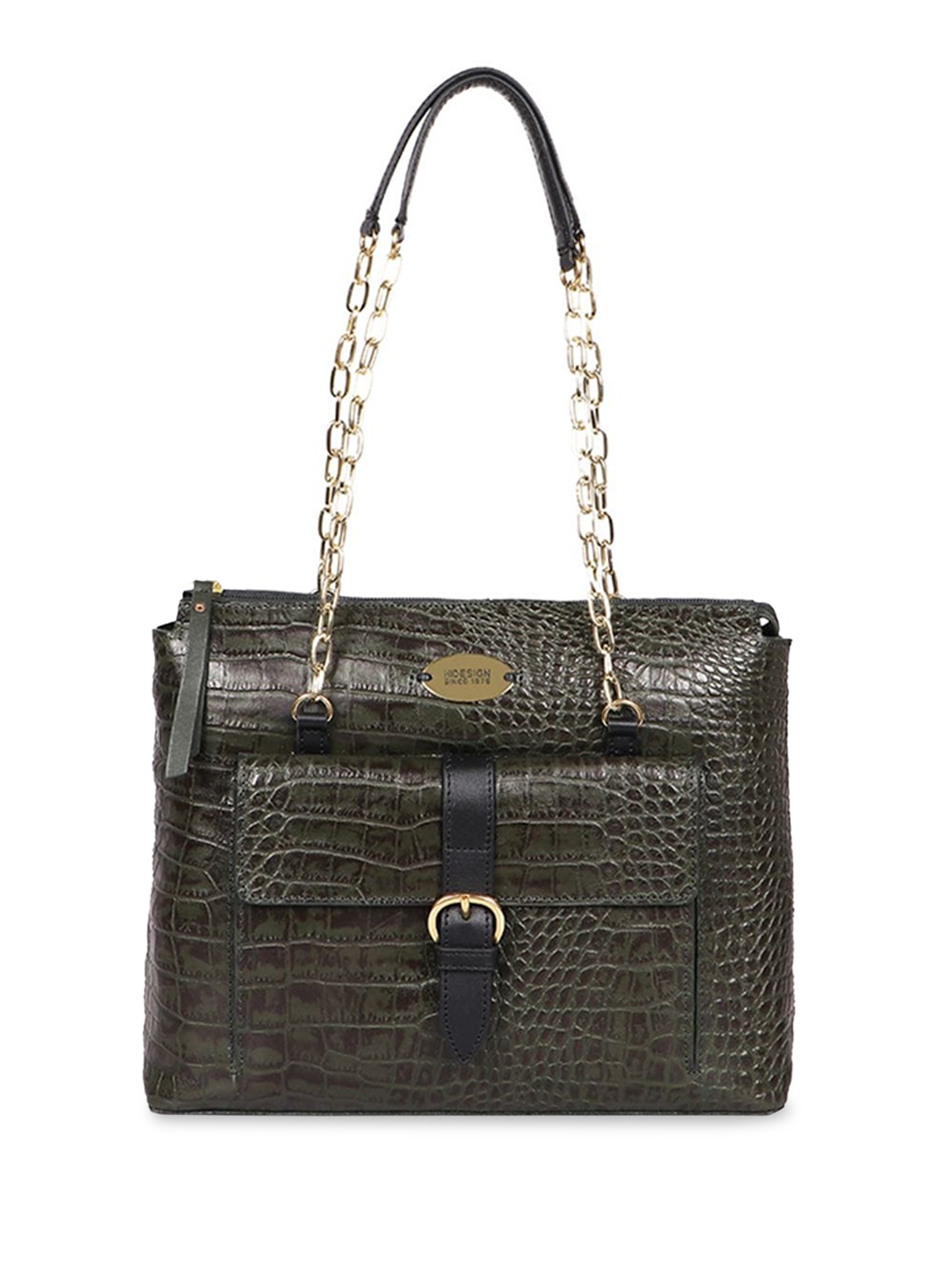 

Hidesign Textured Leather Structured Shoulder Bag, Green