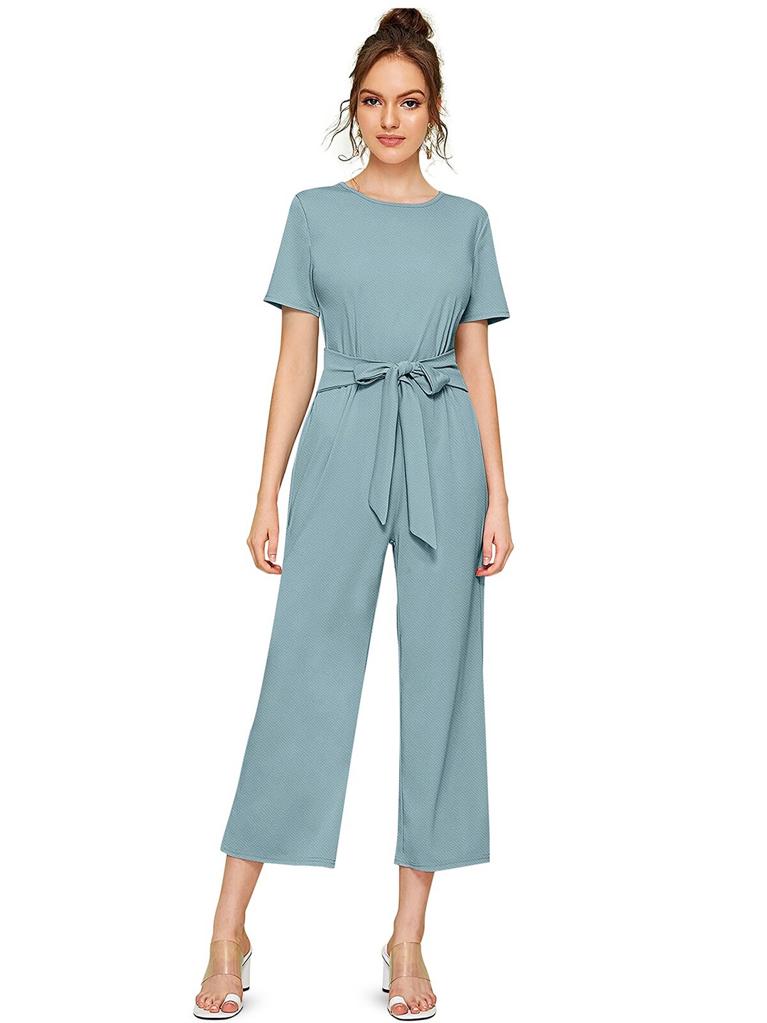 

BAESD Waist Tie Ups Basic Jumpsuit, Blue