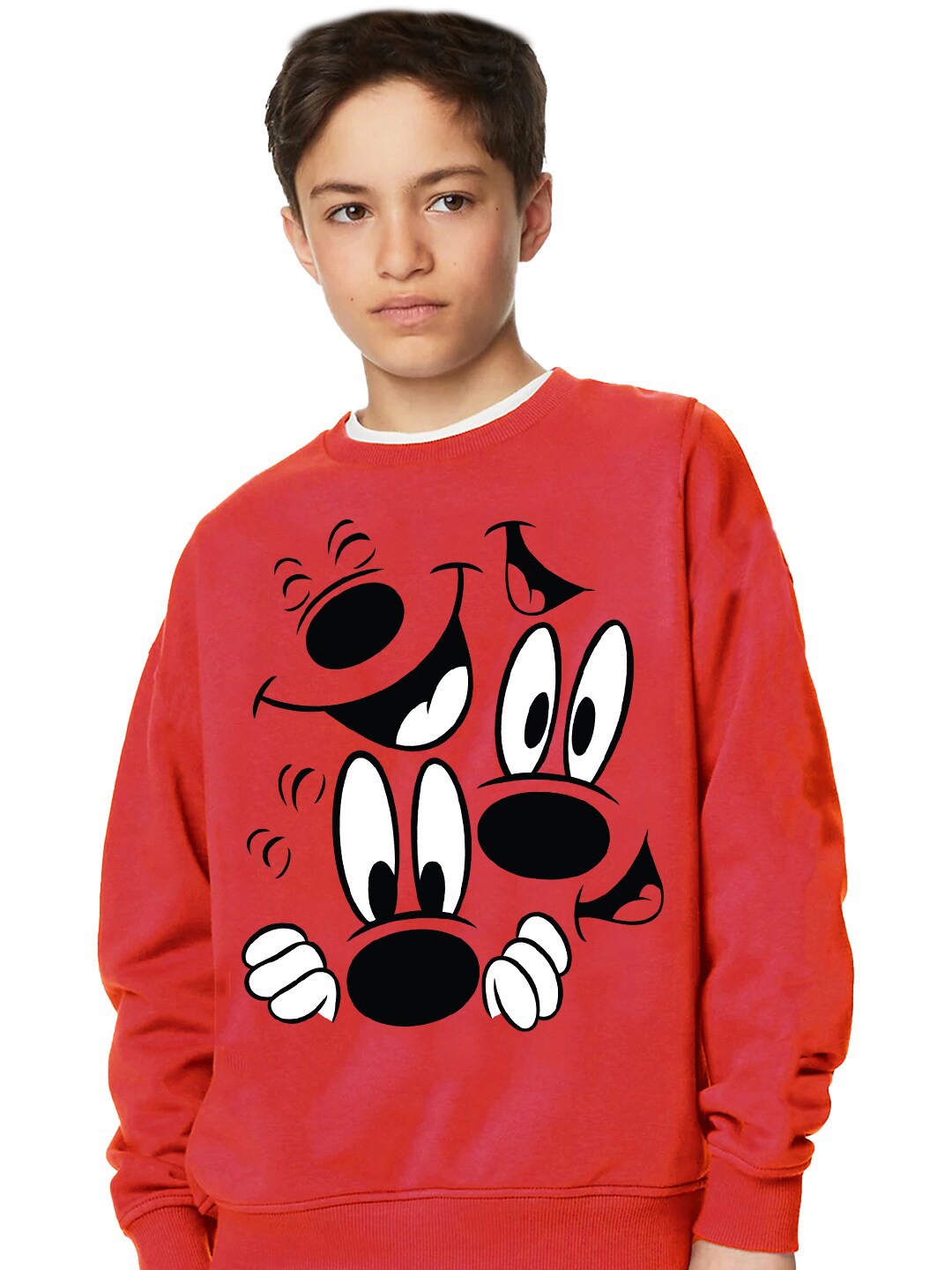 

KINSEY Boys Mickey Mouse Printed Fleece Pullover, Red