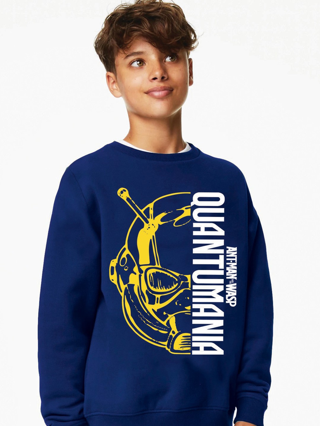 

KINSEY Boys Typography Printed Fleece Pullover, Blue